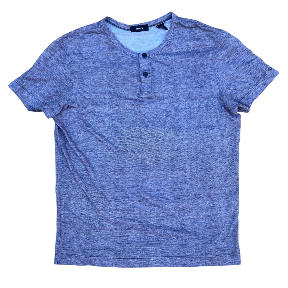 Theory Mens Space Dye Henley T-Shirt Red Heathered Short Sleeve Size L